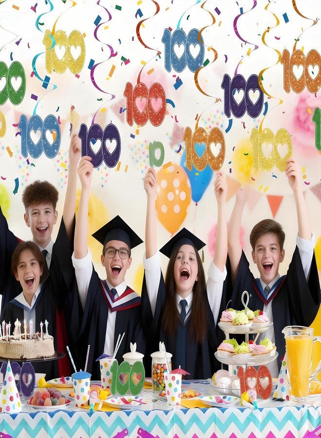 ٢٤ قطعة من زينة عيد الميلاد المعلقة على شكل دوامات من رقائق معدنية، شرائط ورقية احتفالاً باليوم المئة من الدراسة، زينة معلقة على شكل دوامات لتزيين سقف المدرسة بمناسبة مرور ١٠٠ يوم دراسي، مثالية كهدايا وتوزيعات للحفلات. - Image 5